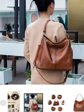 Everyday Leather Shoulder Bag - 3 piece set
